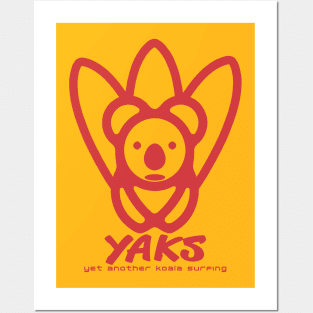 YAKS - red  - Yet Another Koala Surfing Posters and Art